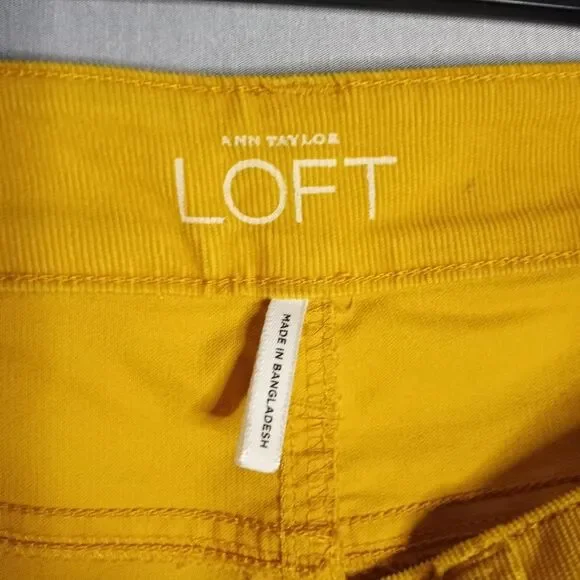 Ann Taylor Women's Modern Straight Mustard Yellow Brushed Corduroy Pants Sz 12P - Picture 8 of 8